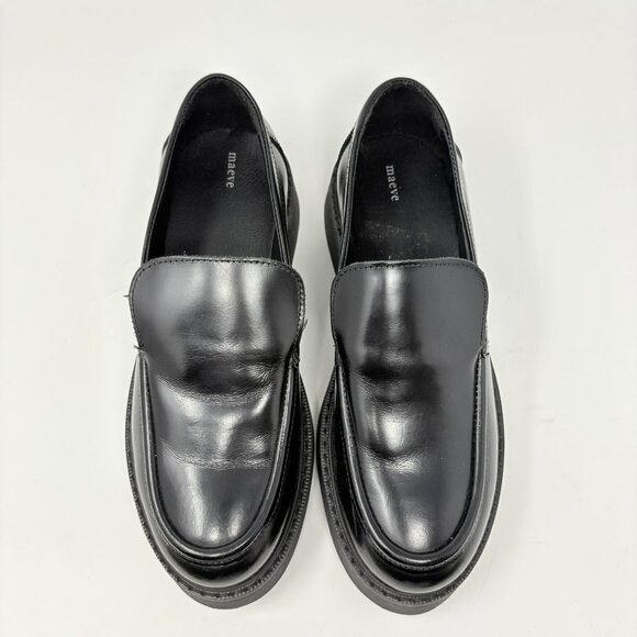 Anthropologie Maeve Classic Leather Loafers Black Size 38/7-7.5 - Picture 4 of 9